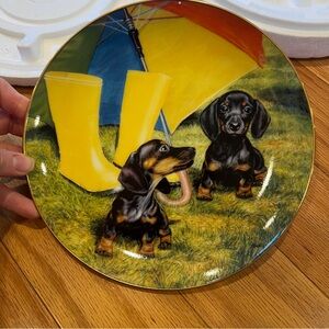 Collector’s Dachshund Plate “Rainy Day Pals”